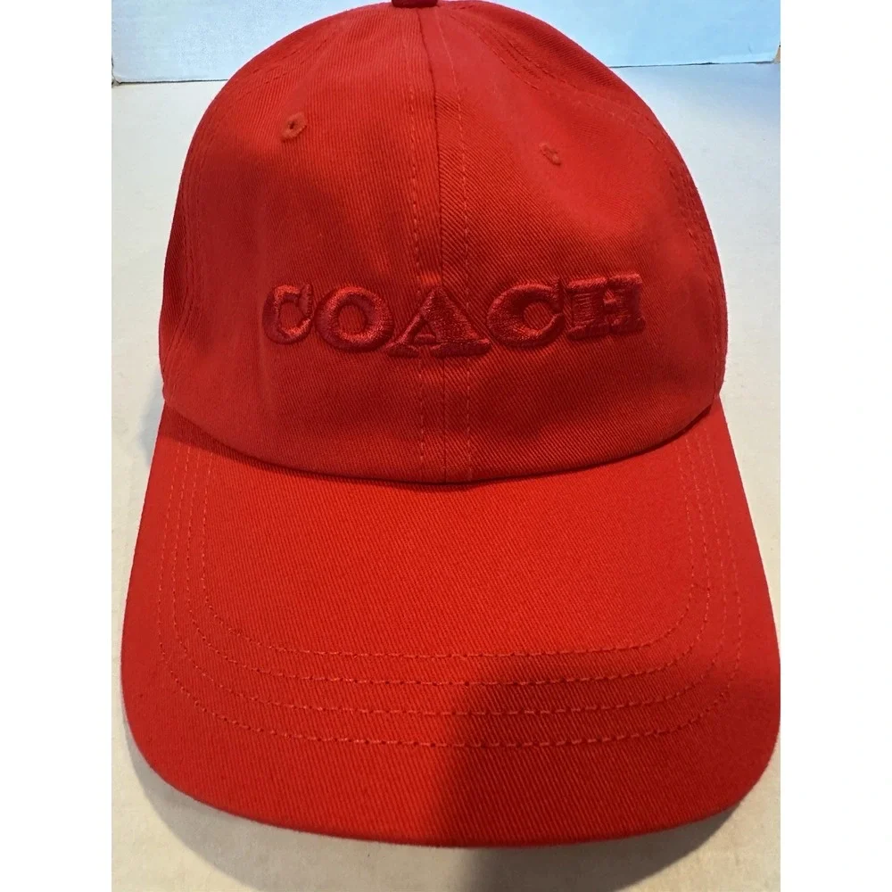 Coach Embroidered Baseball Cap Hat Red Adjustable New No Tag